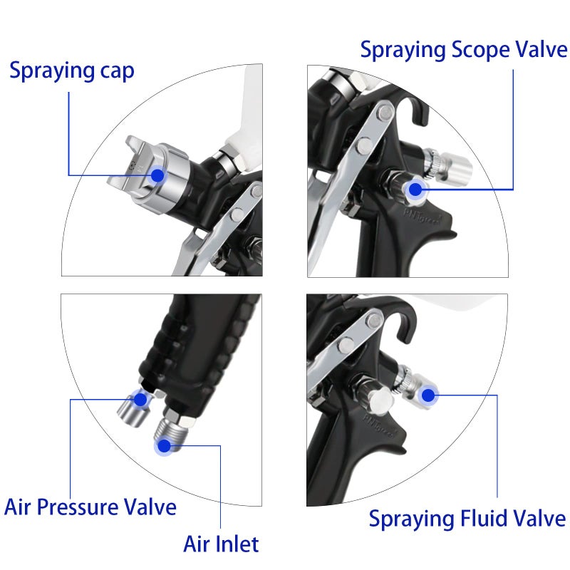PNTGREEN Spray Gun Hvlp Air Paint Sprayer Gravity Feed Paint Gun with 600CC Capacity with 1.4mm Nozzle Professional Spray Guns for Painting Cars Air Paint Sprayer - Image 2